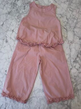 Zara Pink Ruffle Two-Piece Ruffle Pant Set 3Y